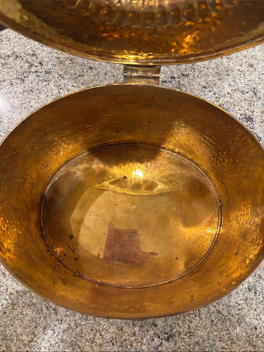 Hammered Brass Lidded Ice Bucket or Tea Caddy